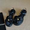 Thick-soled Fairy Style Sandals Women's 2025 New Summer French Retro Style Flower Round Head Open-toed Roman Sandals