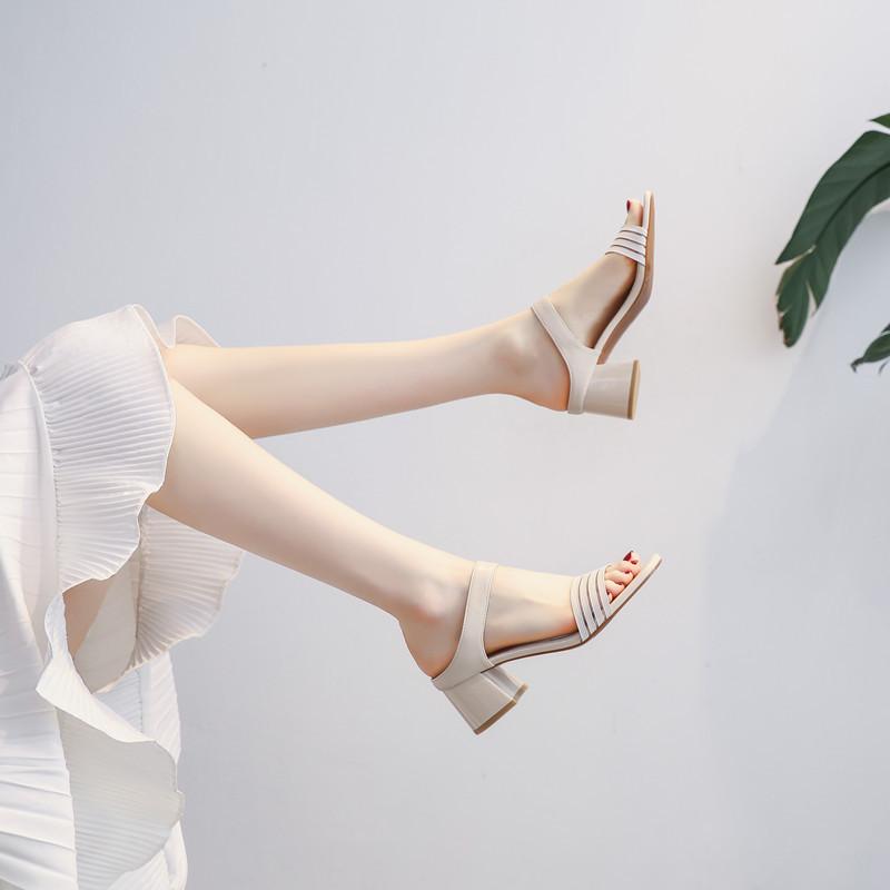 1356-23 Sandals Half Slippers Fashion High Heels Summer 2025 New Medium Heel Sandals
