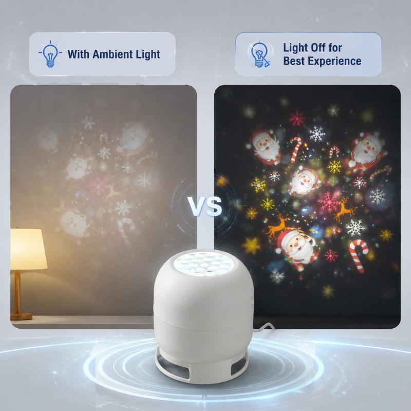 Christmas Projector Light Rotating Led Projection Lamp Santa Claus Snowflake Elk Xmas Decor Night Light Rechargeable