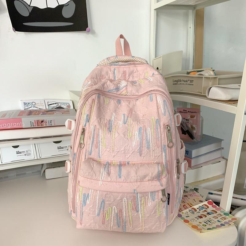 Красочный студенческий школьный рюкзак с вышивкой — фото 13