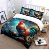 Colorful Rooster Winter Scene Bedding Duvet Cover Set  (1*Duvet Cover 2*Pillowcases, Without Duvet Insert)