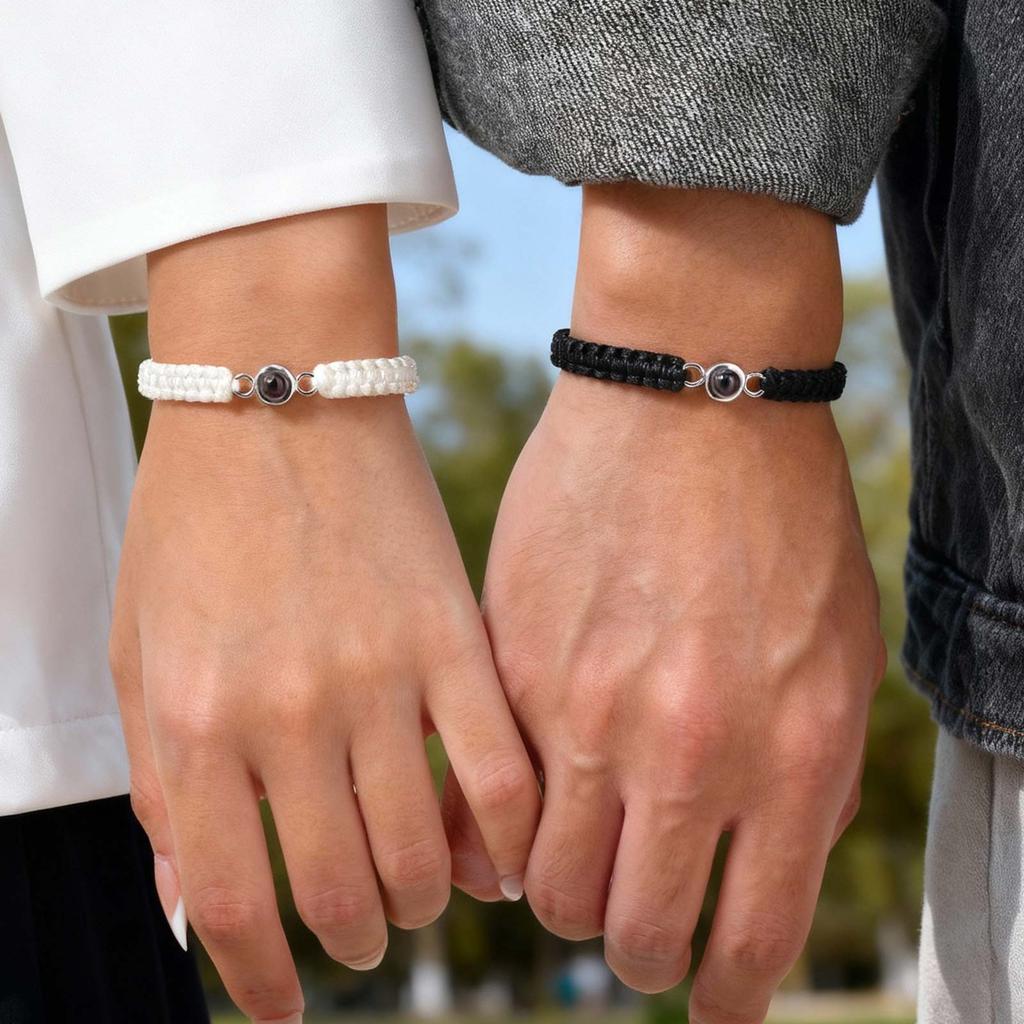 Custom Photo Projection Bracelet Hand Woven Rope Chain Personalized Photo Projection Bracelet Couple Family Pictures Bracelet