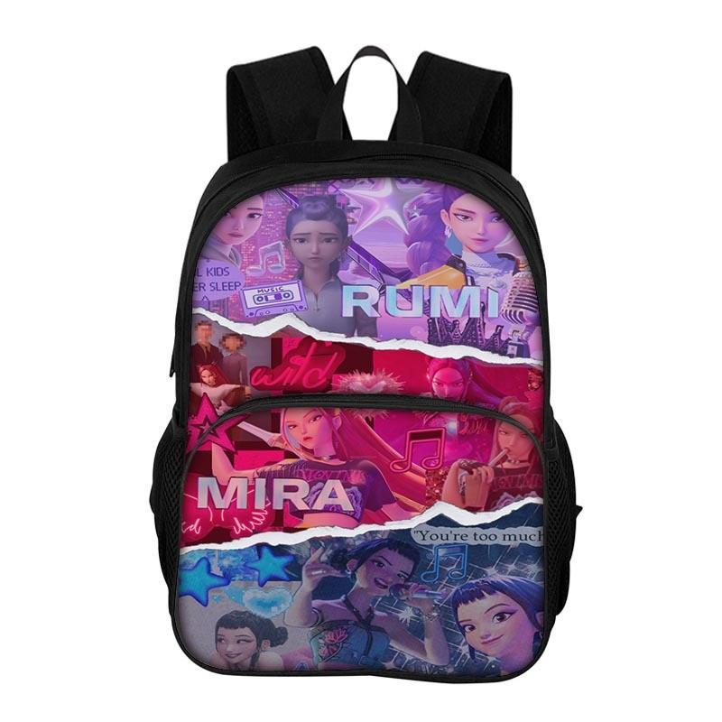 Kpop Demon Hunters Printed Oxford Backpack With Breathable Design For School Students
