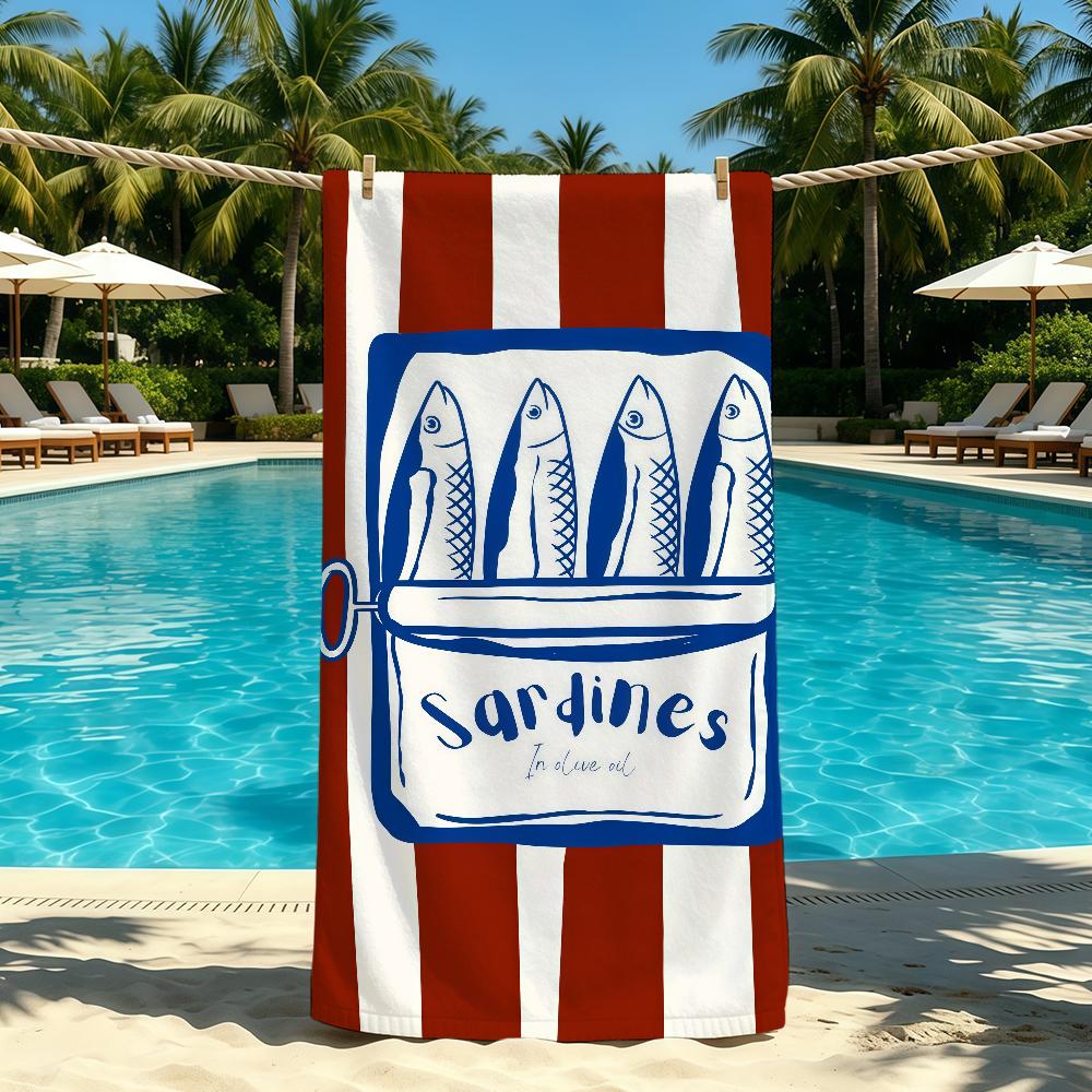Colorful Sardines Towel For Outdoor Camping Beach Towel Super Absorbent Quick-Drying Summer Towel