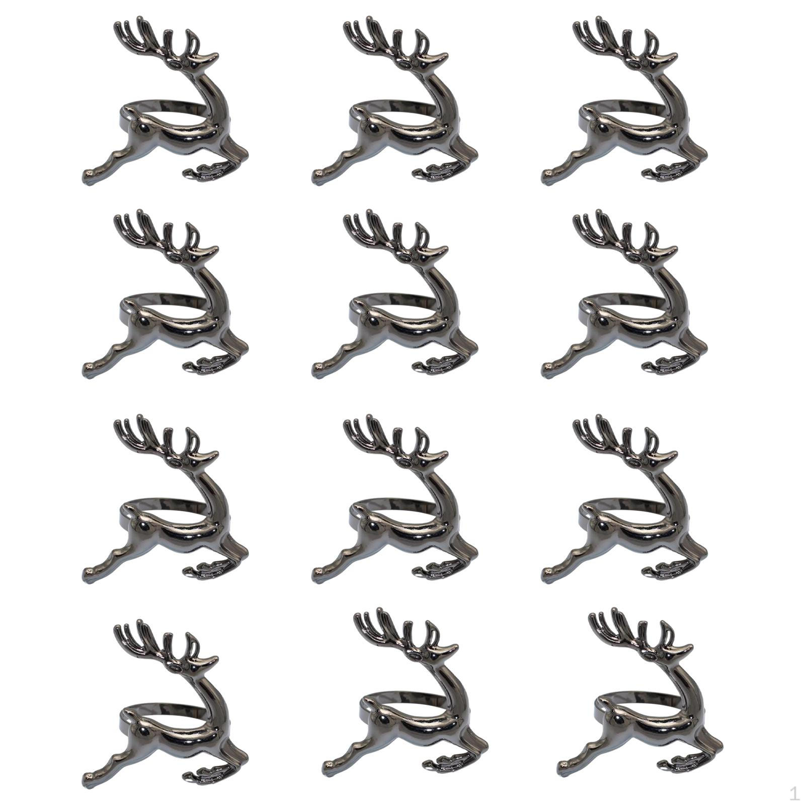 

12 шт., держатели для колец для салфеток из лося, сервировка обеденного стола, изысканные деревенские рождественские пряжки для чёрный