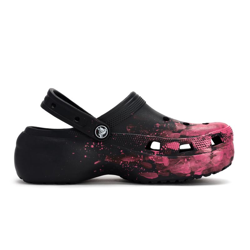 Crocs 811 Made Pink Mist Live Special Shoe Box High Street Fluid Ink Splash Hole Shoes Unisex Black Pink