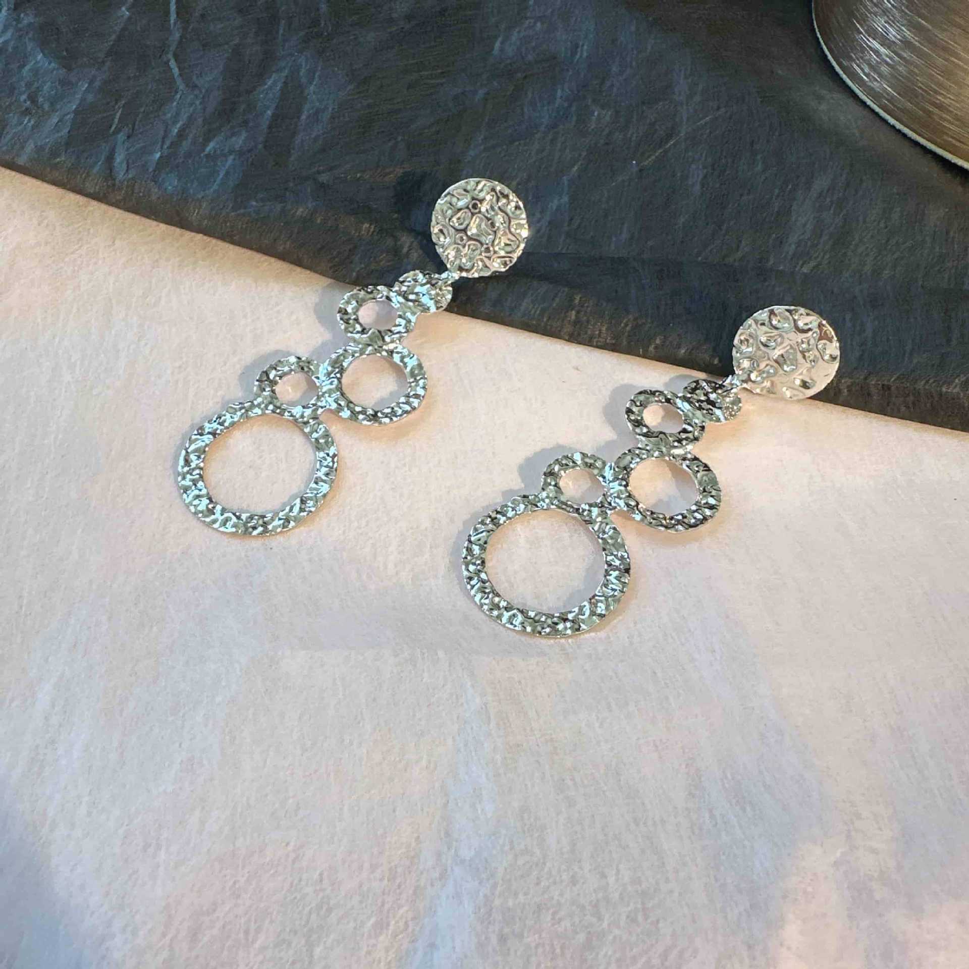 

Women Circle Drop Earrings for Wedding Daily Versatile Accessories Fashion Party Jewelry with Sparkling срібний