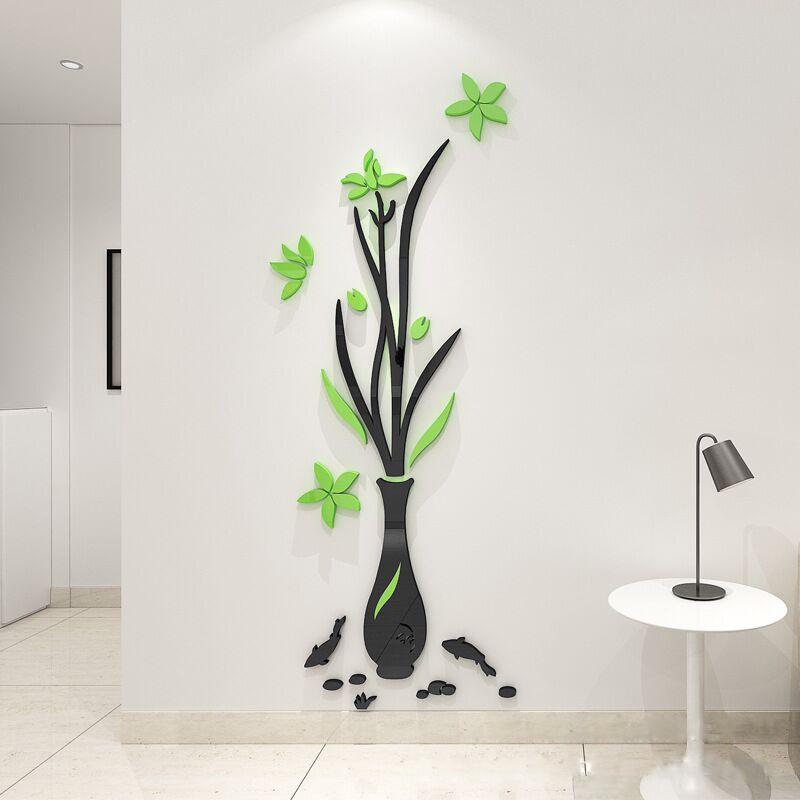 Rose Vase Acrylic Mirror Wall Stickers Plum Blossom DIY Art Wall Decal Living Room Bedroom Home Flower Wallpaper Decor