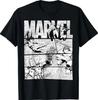Marvel Avengers Retro Black and White Comic Graphic Short Sleeve T-Shirt