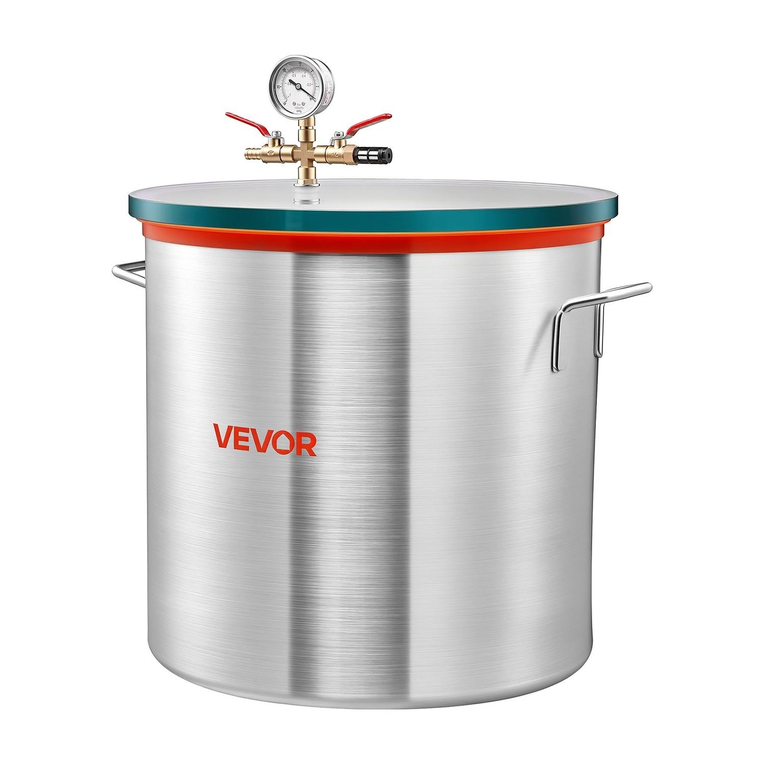 Vákuová komora 56,8 L, Zliatina hliníka, Vákuová odplyňovacia komora s vekom z tvrdeného skla, Hadica, Vzduchový filter, na odlievanie živice, Stabilizáciu dreva,