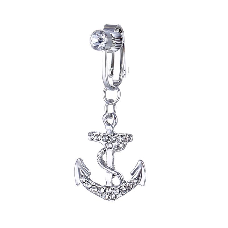 Fałszywy Fałszywy Piercing Brzucha Klip Wisiorek Inkrustowane Diamentowe Pierścionki Pępka Klip Ucha