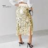 High-waisted Skirt Women High Waist Sexy Hip-Hugging Sequin Glitter Solid Midi Color Mid-calf Length Hip Wrapped Slimming Design Wedding Clubwear