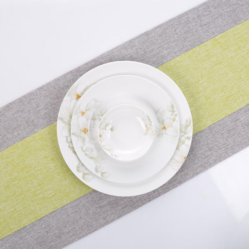 Aiyiresi 56-teiliges weißes Magnolien-Keramik-Geschirrset