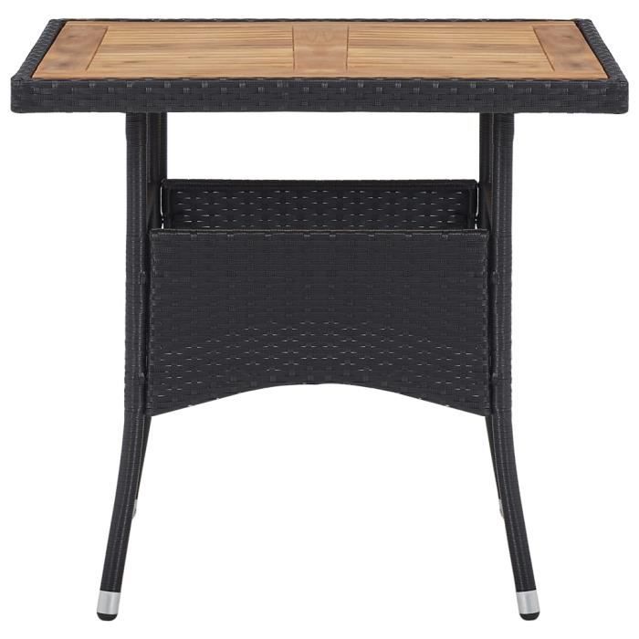 Ensemble à dîner de jardin - VIDAXL - 3 pcs - Résine tressée - Bois d'acacia - Noir et marron