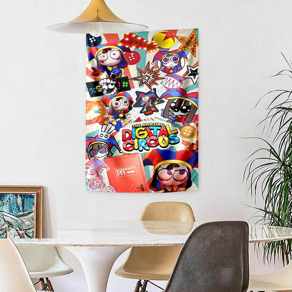 Digital Circus2 Wall Decor Tapestry Art For Pet Memorial Birthdaywedding Party Backdrop Family Gift