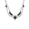 Gothic Demon Wings Black Heart Pendant Necklace For Women Unique Copper Color Star Neck Chain Halloween Zircon Gifts