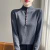 Design Color Button Semi-Turtleneck Sweater Spring New Wool Button Button Loose Knitted Top Bottoming Shirt