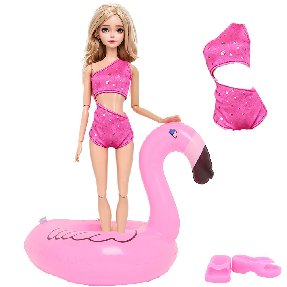 1x Salvagente per Bambola + 1x Costume da Bagno Vestiti per Bambole da 30cm 1/6 Accessori per Casa delle Bambole Gioco di Finzione per Bambini Giocattolo Estivo da Spiaggia per il Bagno