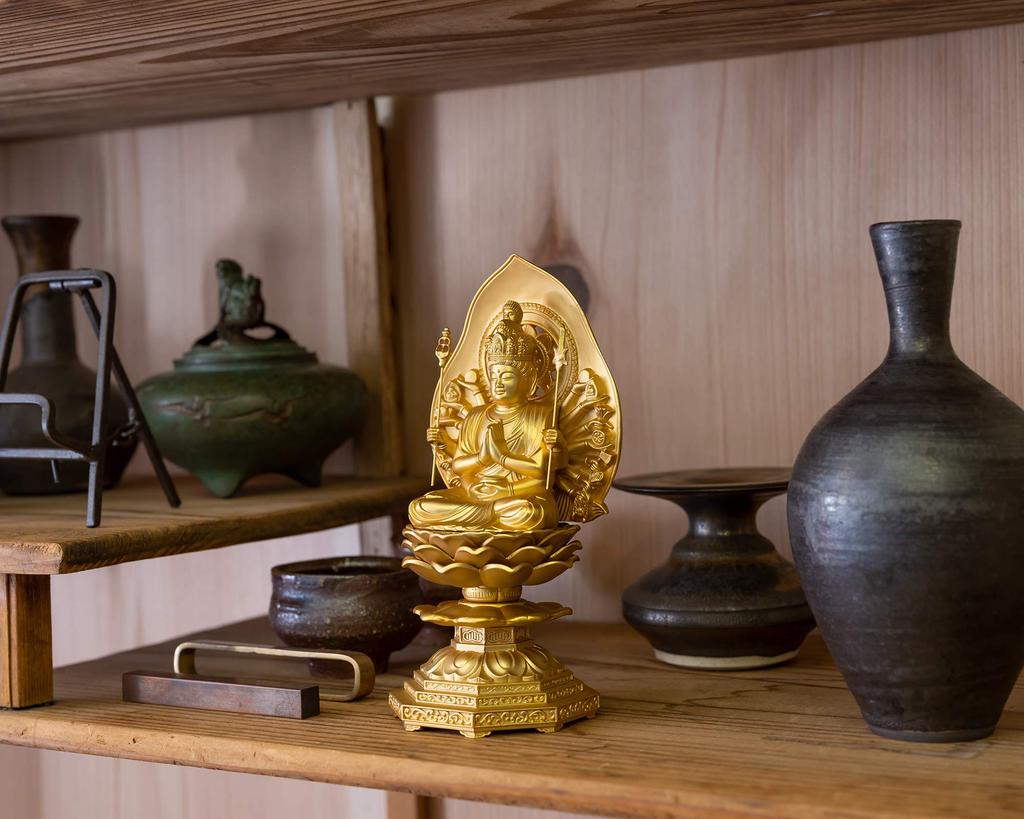 Buddhist Statue of the Kannon by Sculptor Shuun Original Model In the Year of the Zodiac Guardian Takaoka Thousand-Armed Bodhisattva, 15.5cm