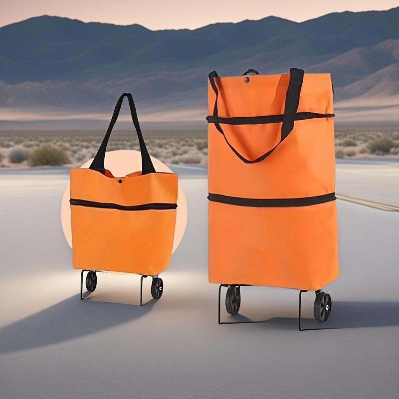 Foldable Shopping Cart with Wheels - Lightweight, Portable Trolley for Groceries & Delivery, Durable Oxford Fabric, 3.54" X 2.36" X 1.97"