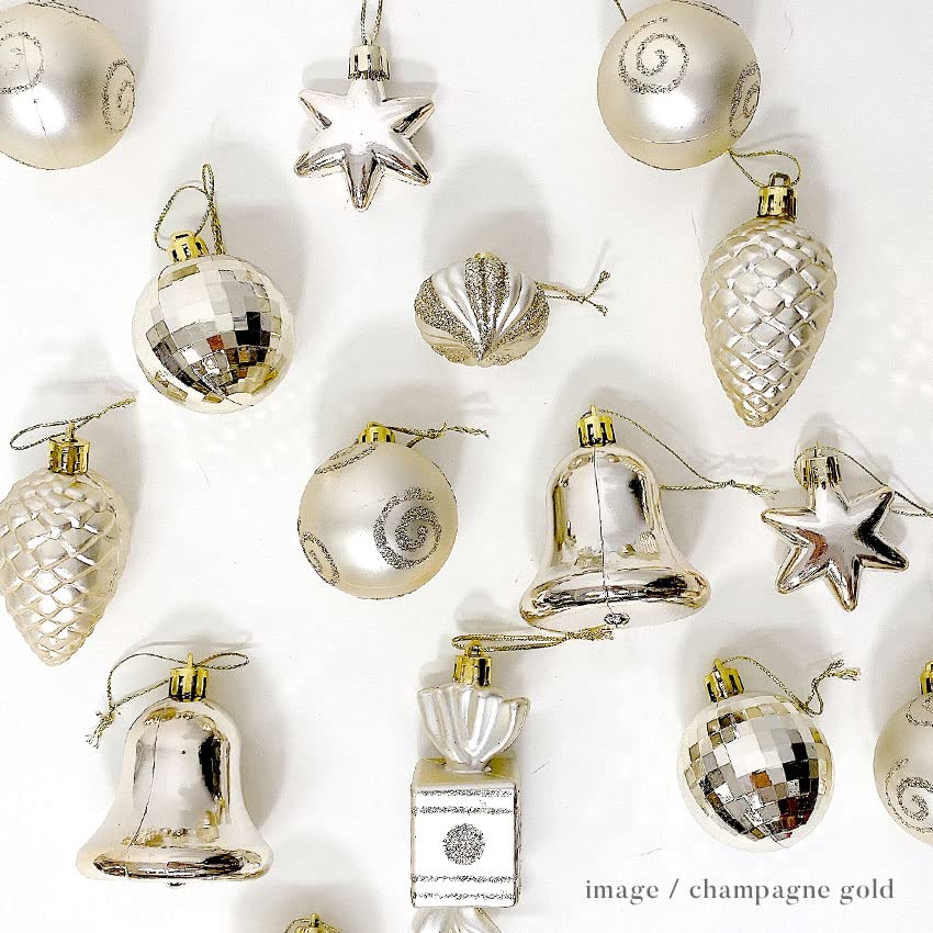 Jules Enkeli Christmas Tree Set of Champagne Gold Ornaments, 5cm, 16,