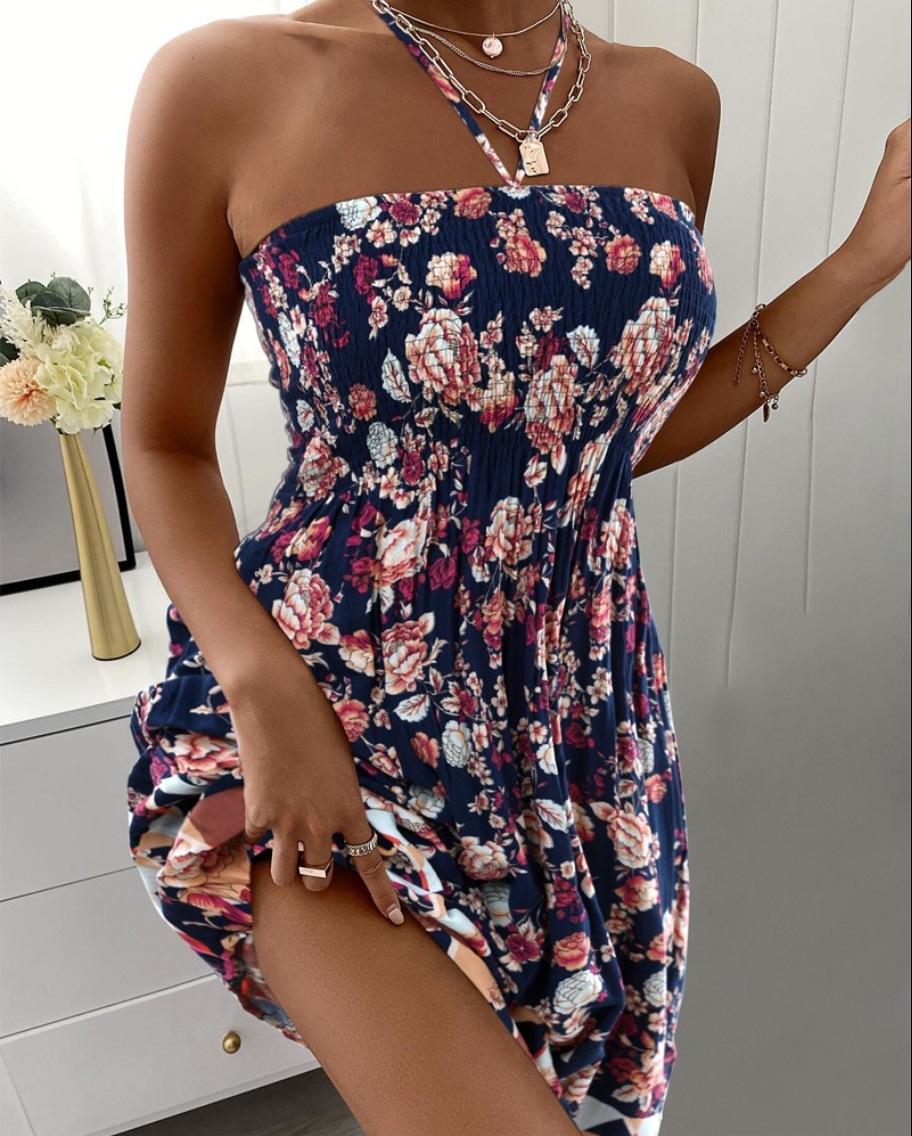 Summer fashion sexy sleeveless neck dress women S