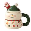 400ML Christmas Ceramic Cup with Lid Handle Cartoon Snowman Snowman Mug Couple Xmas Gift Milk Coffee Cup for Home with Box