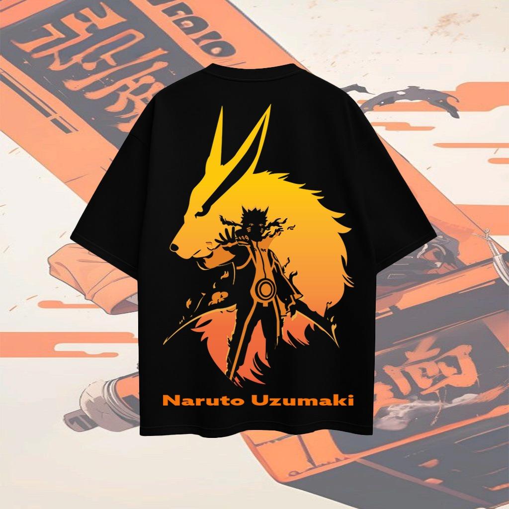 

Naruto Uzumaki Kurama Nine Tails Back Print T-Shirt Men Women Anime Graphic Cotton Short Sleeve Streetwear Tee S разноцветный