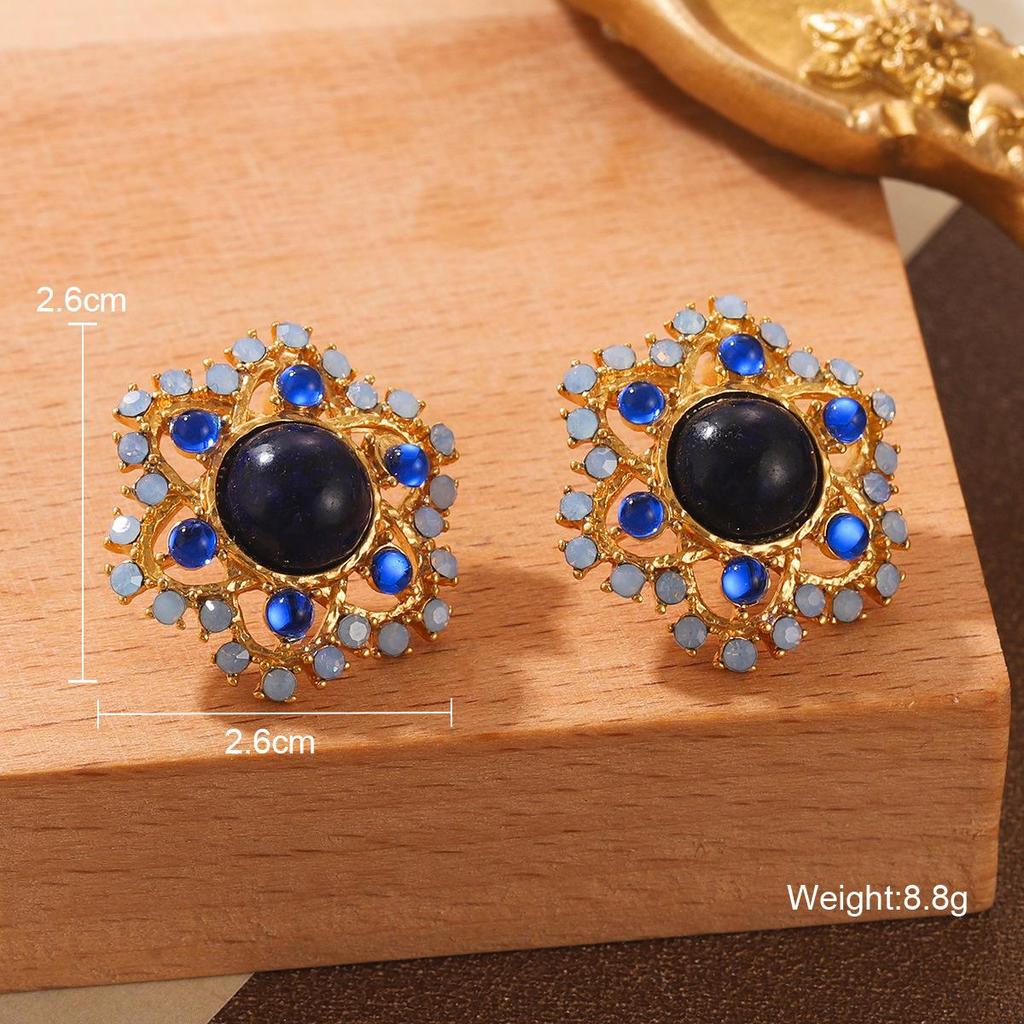 Vintage High-End Retro Flower Tassel Earrings in Zircon