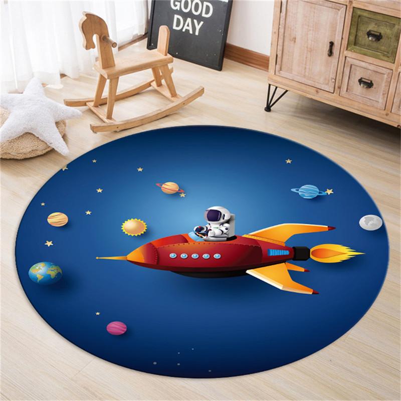 

Круглый ковер с рисунком космического астронавта, детские милые мягкие коврики из губки в спальне, игровой коврик для комнаты для мальчиков, фланелевый прикроватный ковер 80cmx80cm