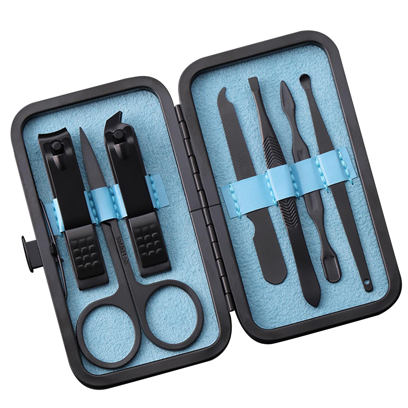 

Маникюрный набор из 7 предметов с футляром Профессиональный набор для педикюра Кусачки для ногтей из нержавеющей стали Салонный уход