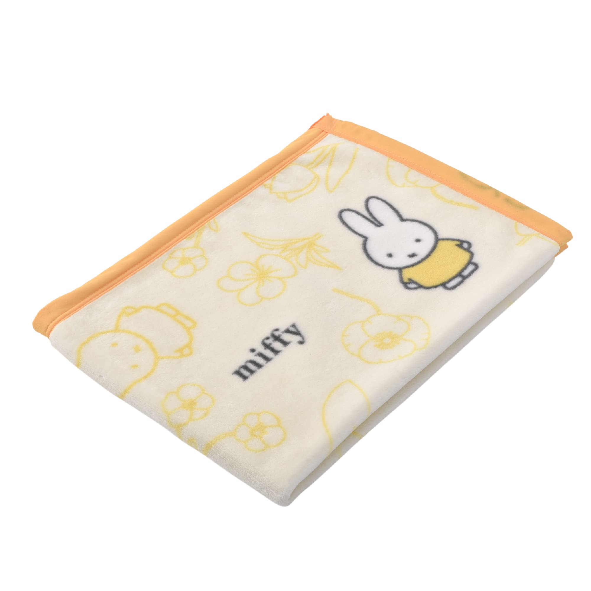 

Nishikawa Miffy Throw, 100x70cm, Washable, Bruna Color, DB3619, Floral Print, Made in Japan, Yellow, FQ73301004