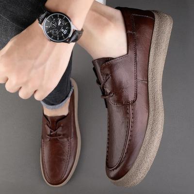 2024 New Lace Up Leather Shoes Men Loafers Soft Comfortable Mens Business Shoes Flat Casual Footwear Men Warm Brand Oxford Shoes