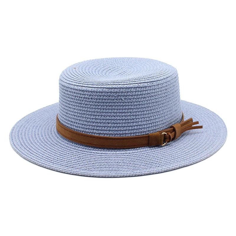 British Retro Straw Hat Men'S And Women'S Summer Travel Sunscreen Visor Flat Top Casual Versatile Top Hat