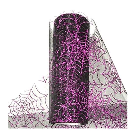 

1 рулон тюля, легкий в использовании, декоративный, многоцелевой, для украшения стен на Хэллоуин, тюль-паутина для дома фиолетовый