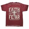 Magliette Grafiche Cristiane Divertenti Fede Sopra la Paura Uomo Donna Moda Casual T-shirt 100% Cotone Larga Oversize