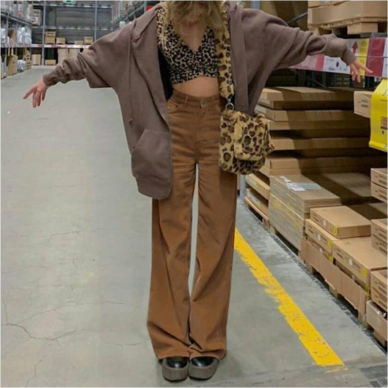 Corduroy Drag Floor Draped Wide Leg Casual Pants Women Fall