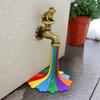Faucet Ornament Resin Frog Figurine Creative Animal Rainbow Faucet Statue for Garden Home Decoration
