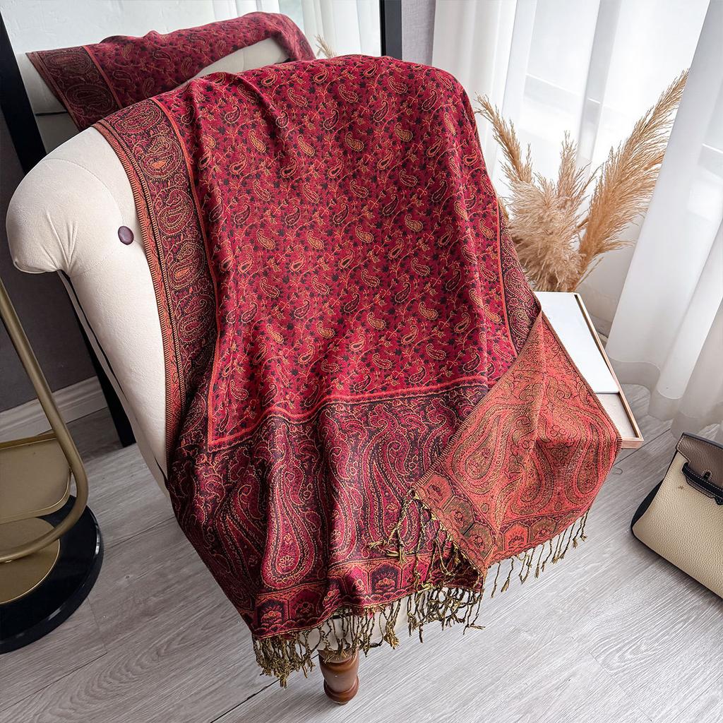 Imitation Cashmere Shawl Classic Ethnic Style Versatile Jacquard Cashew Fringed Scarf Long Scarf