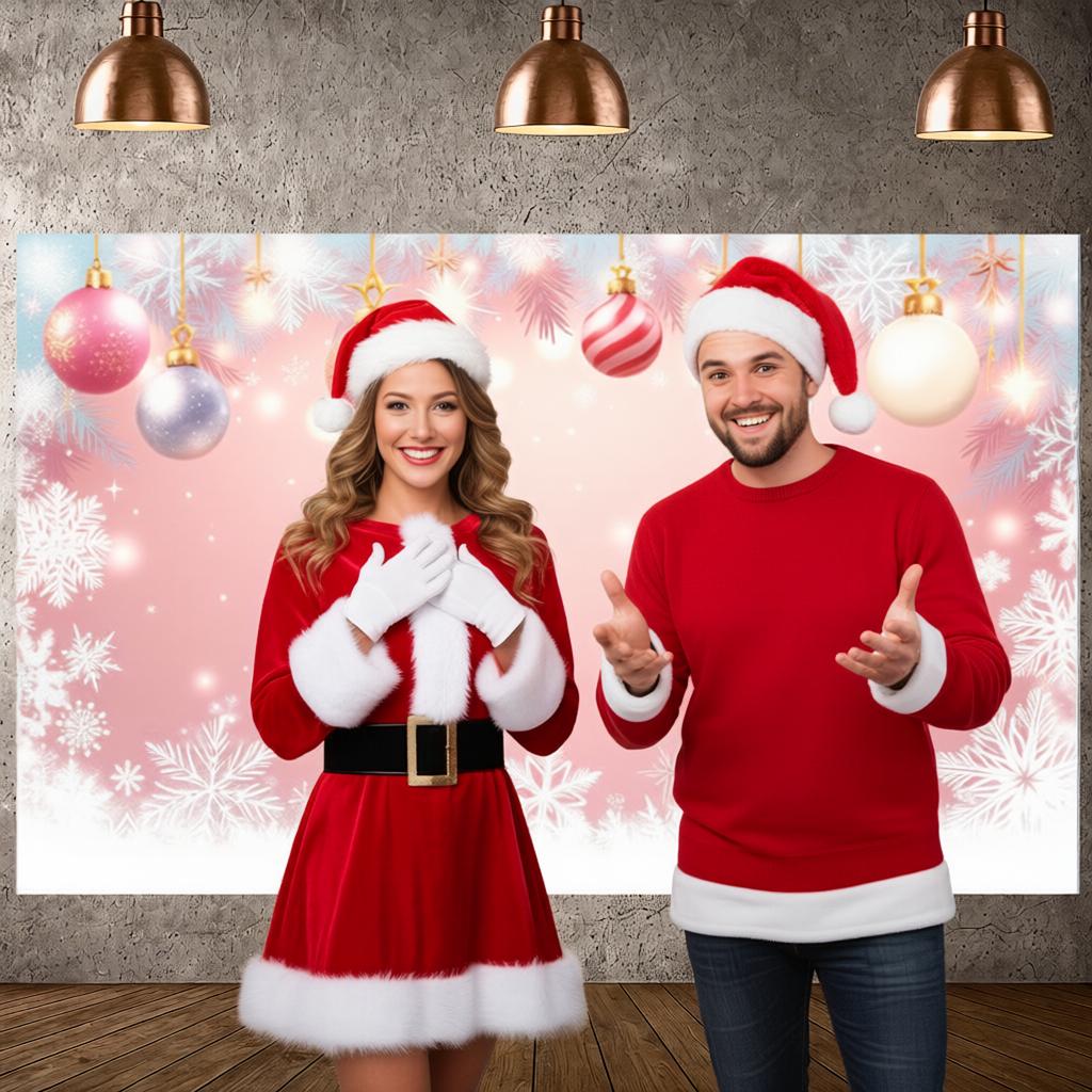 Pink Christmas Backdrop Sparkling Design Winter Background Xmas Decoration Banner Winter Decor Xmas Display For Winter Family