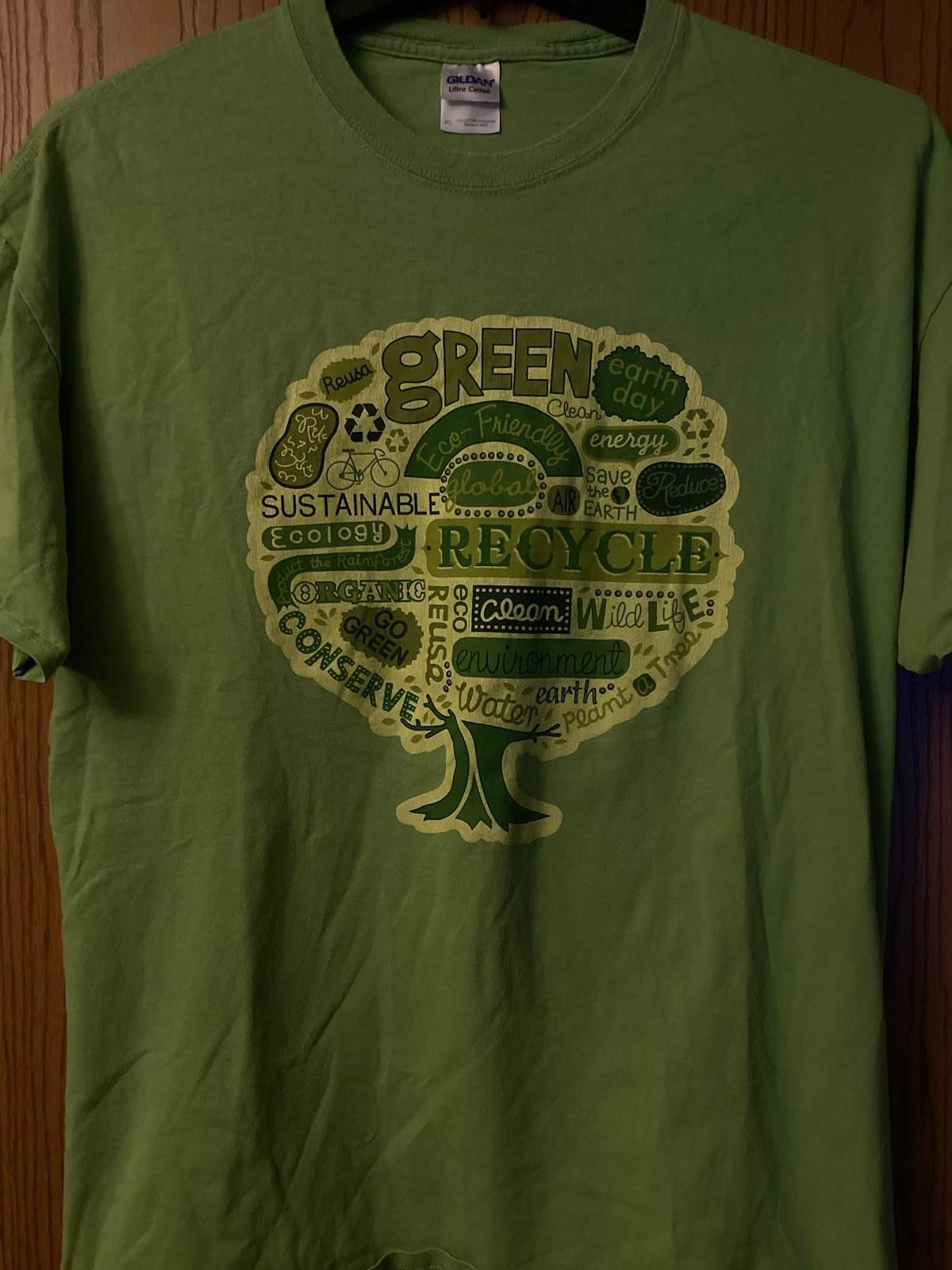 Earth Day - “Ecology - Save The Earth “ - Green Shirt - XL M