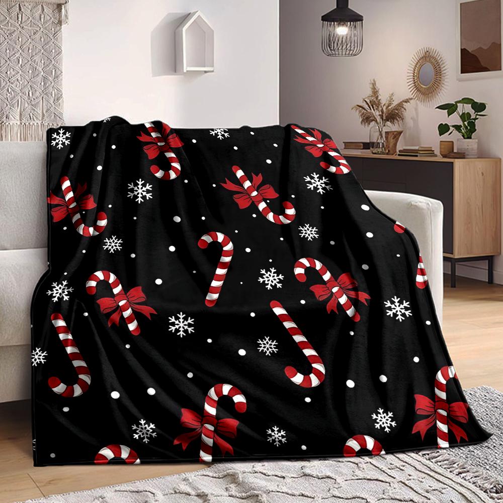 1Pc Christmas Candy Canes Blanket Soft And Comfortable Casual Warm Camping Travel Christmas Halloween Gift M91741
