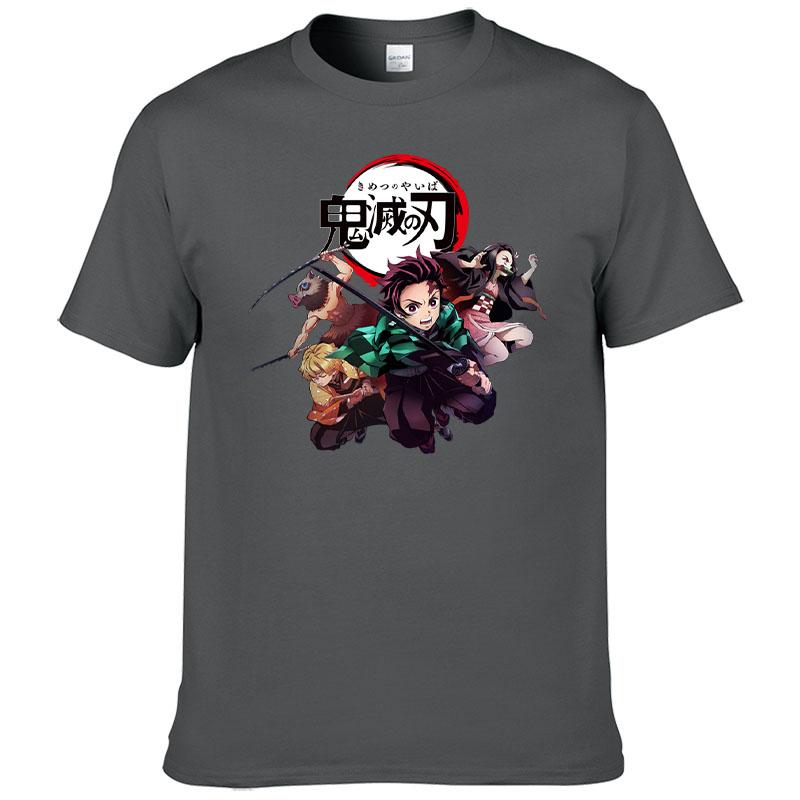 Printed Demon Slayer Kimetsu No Yaiba T-shirt Men's Harajuku 100% Cotton Tee Short Sleeve T Shirt Summer Clothes Homme Tops F171