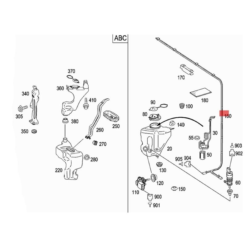 Frontscheiben-Waschdüsen-Strahlschlauch A2218600292 Für Mercedes-Benz W221 C216 2007-2014 S350 S63 S65 Beheizbare Teile