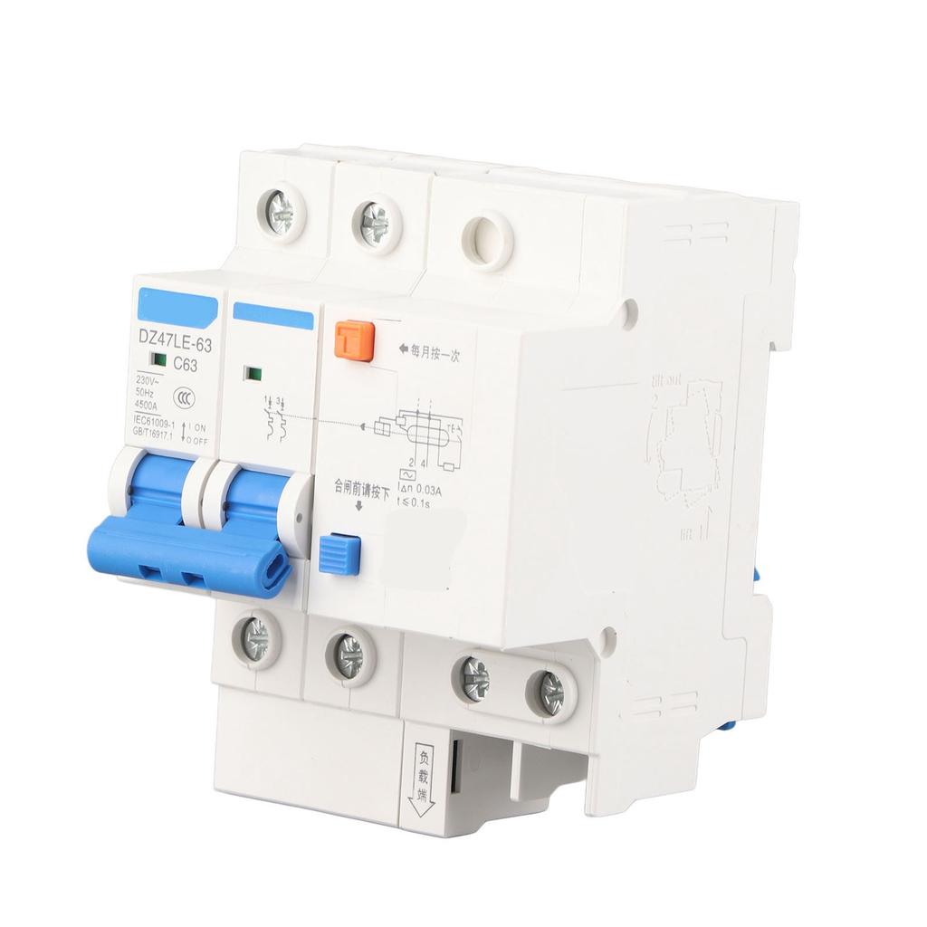 30 MA Leakage, 63 A Residual Current Circuit Breaker with RCCB 230 V, Overload, Short Circuit for Home, Technical Construction