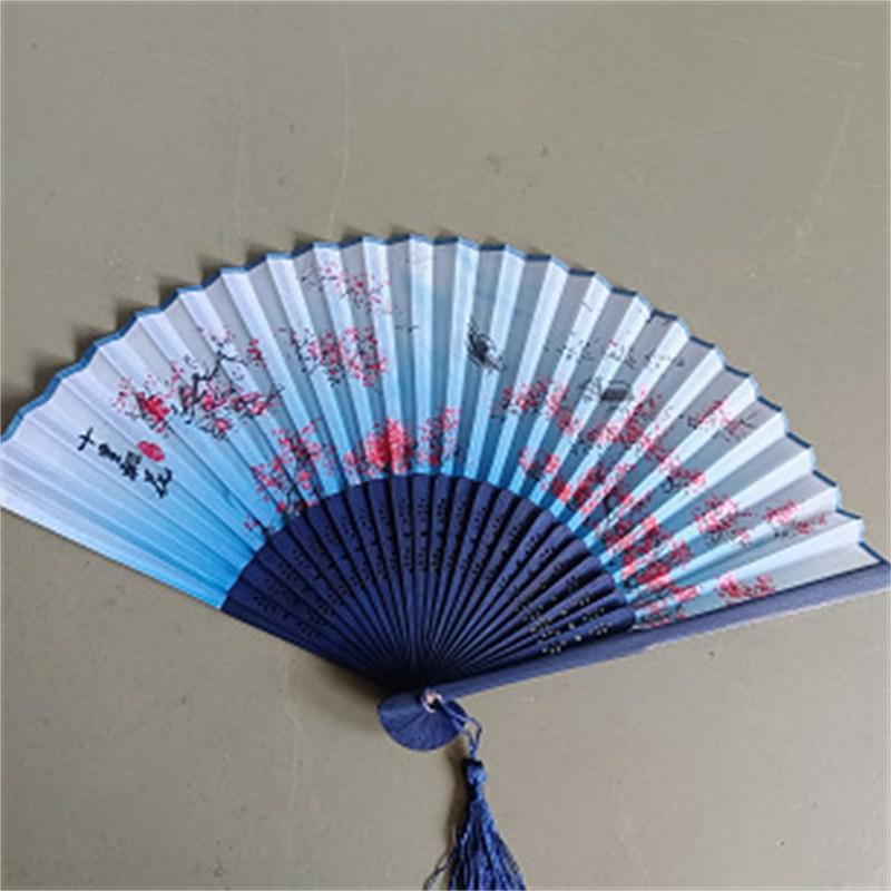 

Архаичный складной веер в стиле танца, женский стиль, веер, шелковый веер, японский фабричный оптовый веер, бамбуковый сырой летний портативный китайский вентилятор 23cm