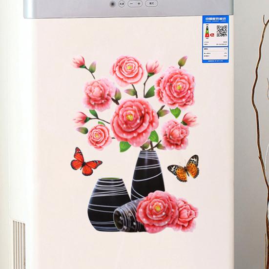 Creative Wall Decal Realistic Waterproof Bright-colored Self-adhesive Flower Vase