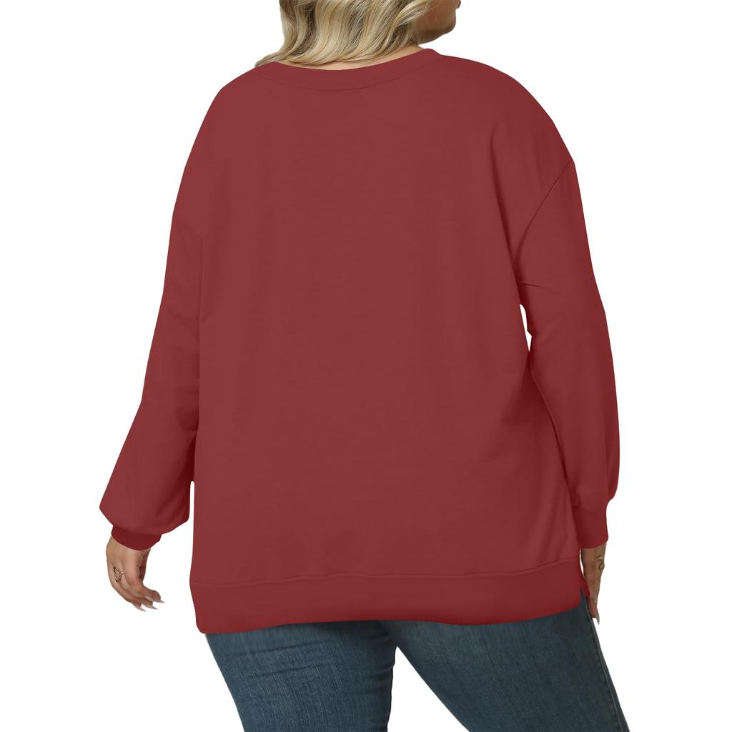 Svetr Plus Size pro ženy Oversized Crewneck Dlouhý rukáv Pulovr Topy
