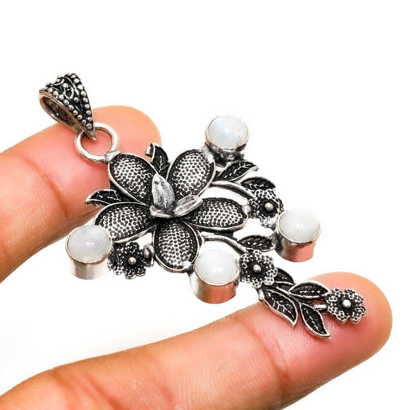 

Ювелирный кулон ручной работы с радужным лунным камнем, серебро 925 пробы, 2,27 дюйма