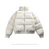 Unisex Oversized Stand Collar Puffer Jacket Winter Warm Cotton Coat Streetwear Loose Fit Solid Color Casual Outerwear